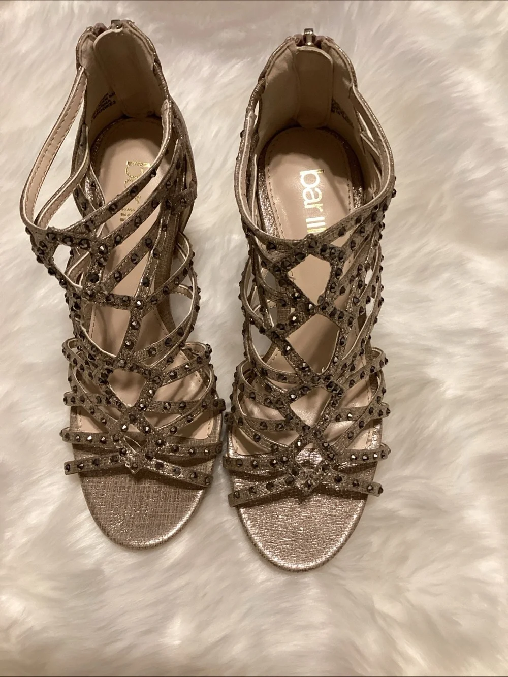 Bar III Embellished Strappy High Heel Sandal - Gold